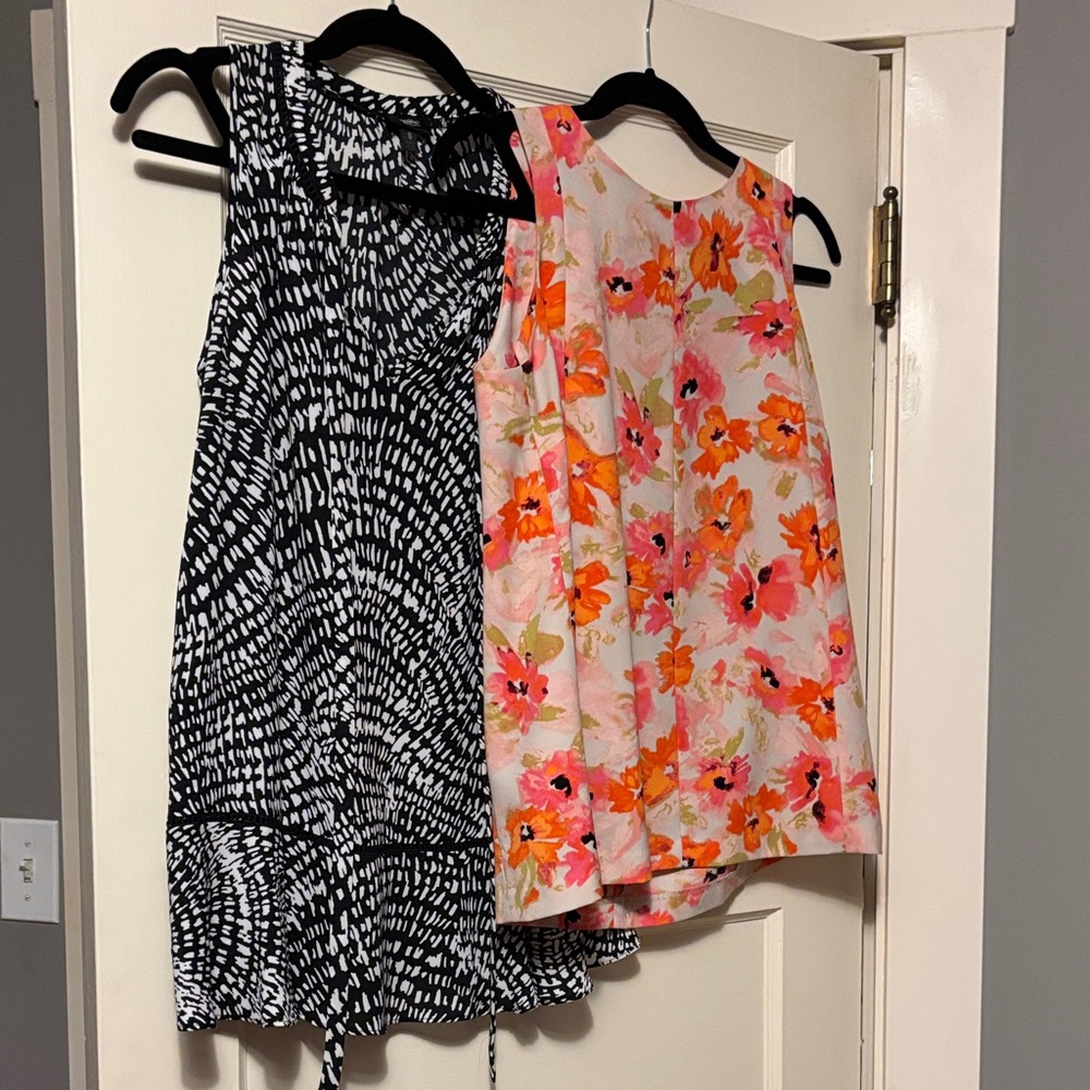 Black and White Patterned and Floral Sleeveless Tops